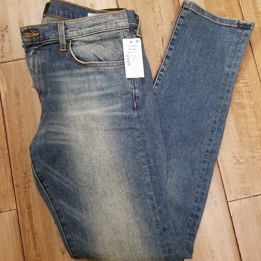 DTLA Brand Mid Indigo Slim Straight Leg Jeans